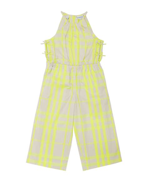 Burberry Check Cotton Blend Jumpsuit 